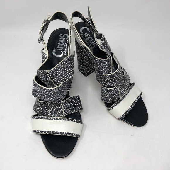 Sam Edelman Circus Natalie Black White Block Heels - Picture 3 of 8
